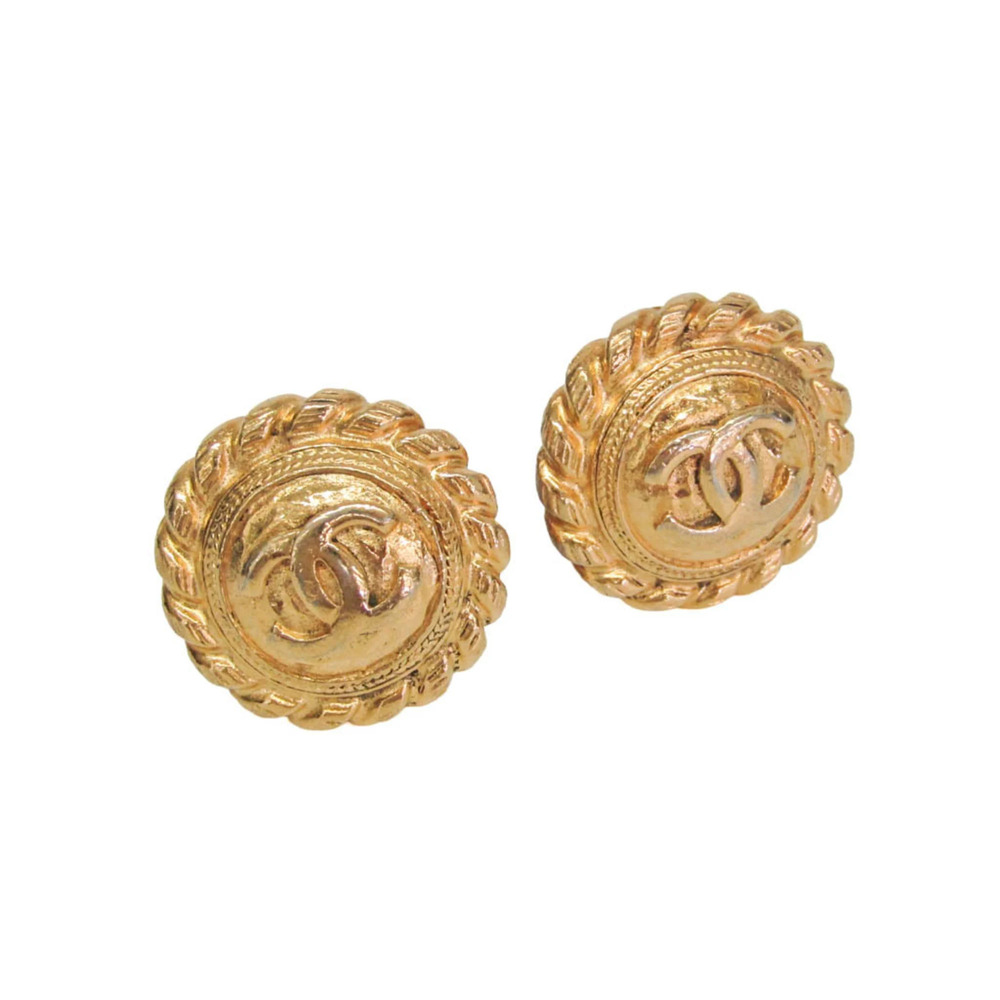 CHANEL Vintage Gold Logo Earrings